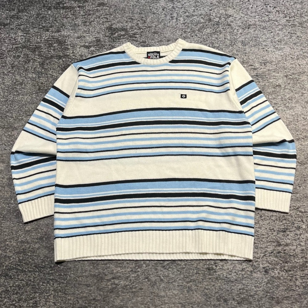 Vintage Southpole Sweater Crewneck Mens XXL White Blue Hip-Hop Y2K 2000s‎